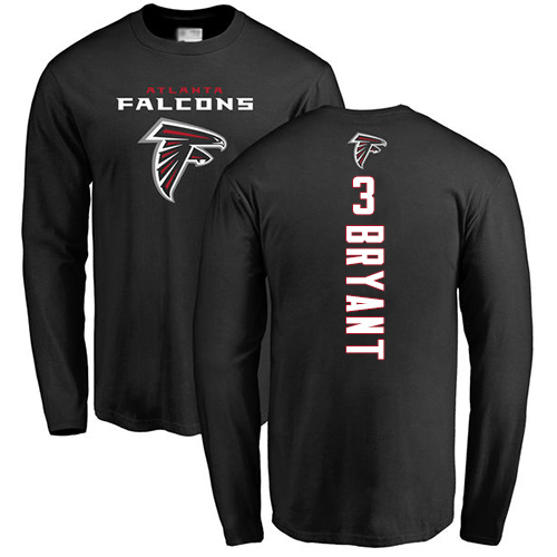 Atlanta Falcons Men Black Matt Bryant Backer NFL Football #3 Long Sleeve T Shirt